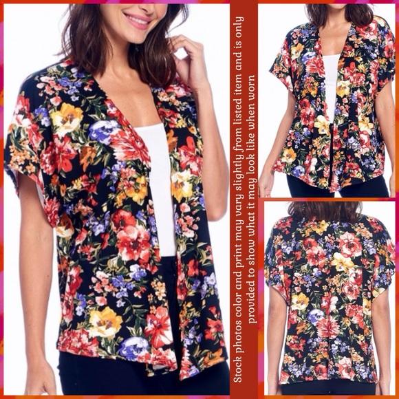 ‼️FINAL PRICE‼️NWOT S OPEN CARDIGAN BLACK&FLORAL WIDE SHORT SLEEVE WHIMSYGOTH - Picture 2 of 14